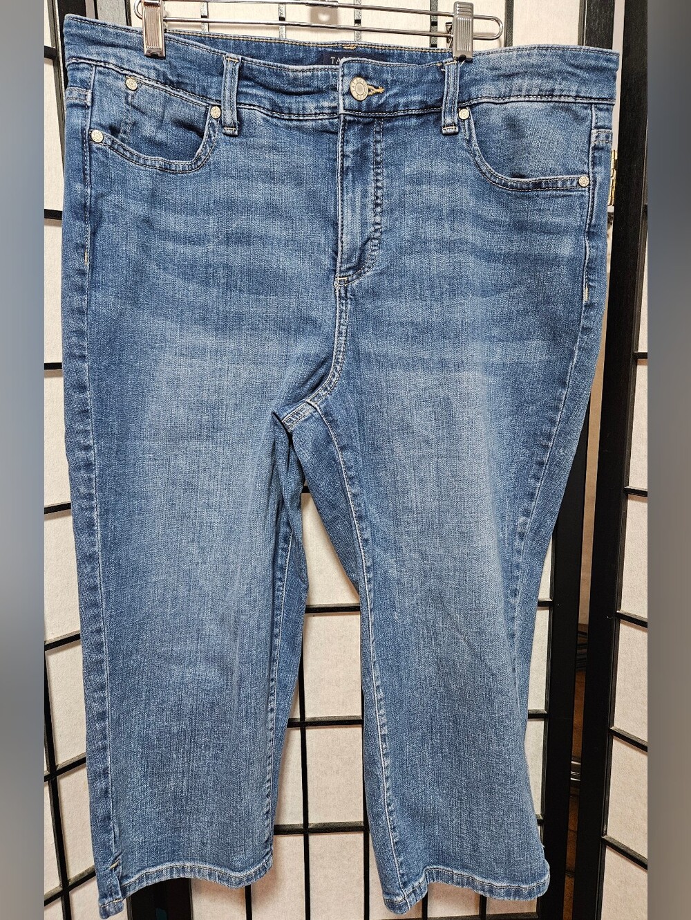 Talbots Size 14 Blue Stretch Denim Simply Flattering Collection Pedal Pushers